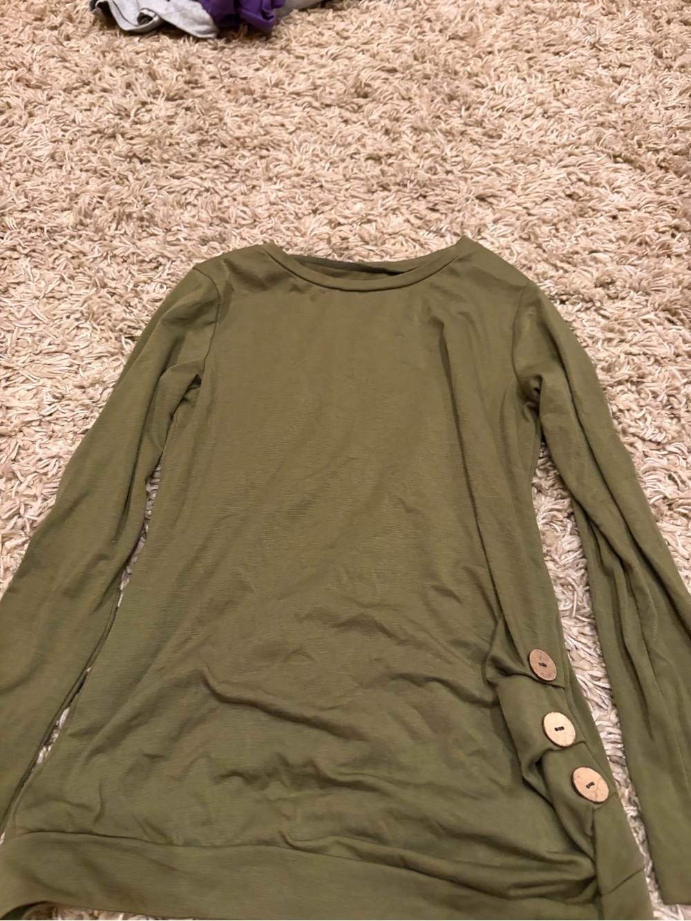Olive Green Long Sleeve Pullover - Picture 3 of 3